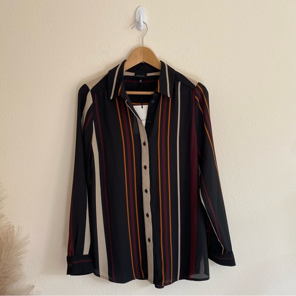 ✨Who What Wear✨ Stripe Button Down Shirt Size M NWT - Picture 6 of 11